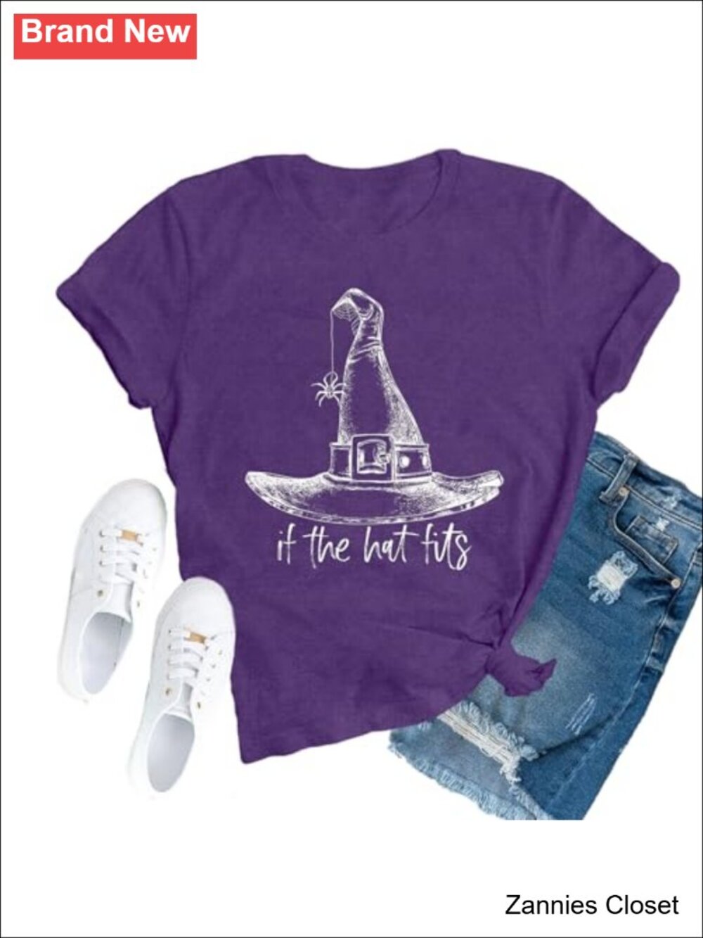 👻 Witch's Hat Graphic Tee Halloween Shirt for Women Relaxed Fit Crew Neck